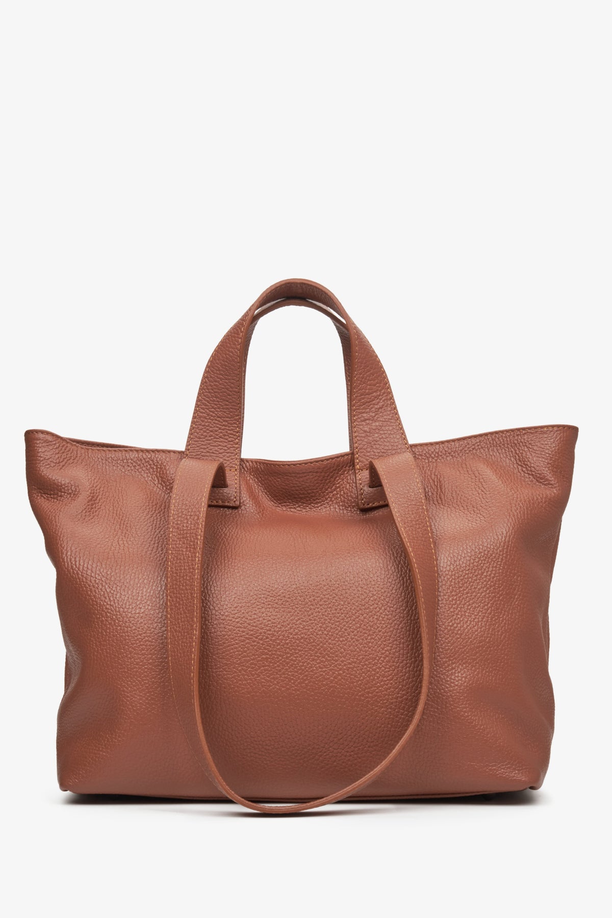 Women's large brown Estro handbag made from genuine leather.