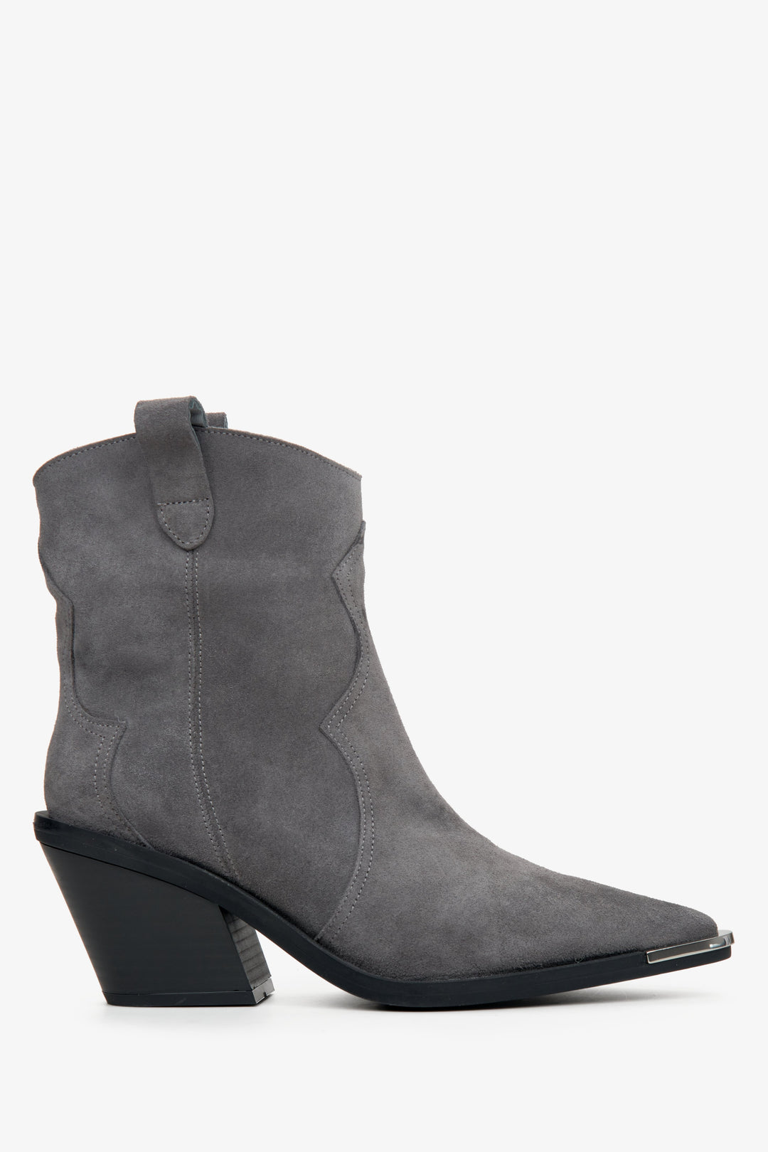 Women's Grey Suede Cowoy Boots with Silver Accents Estro ER00114049