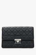 Women's Black Quilted Leather Shoulder Bag Estro ER00114416.