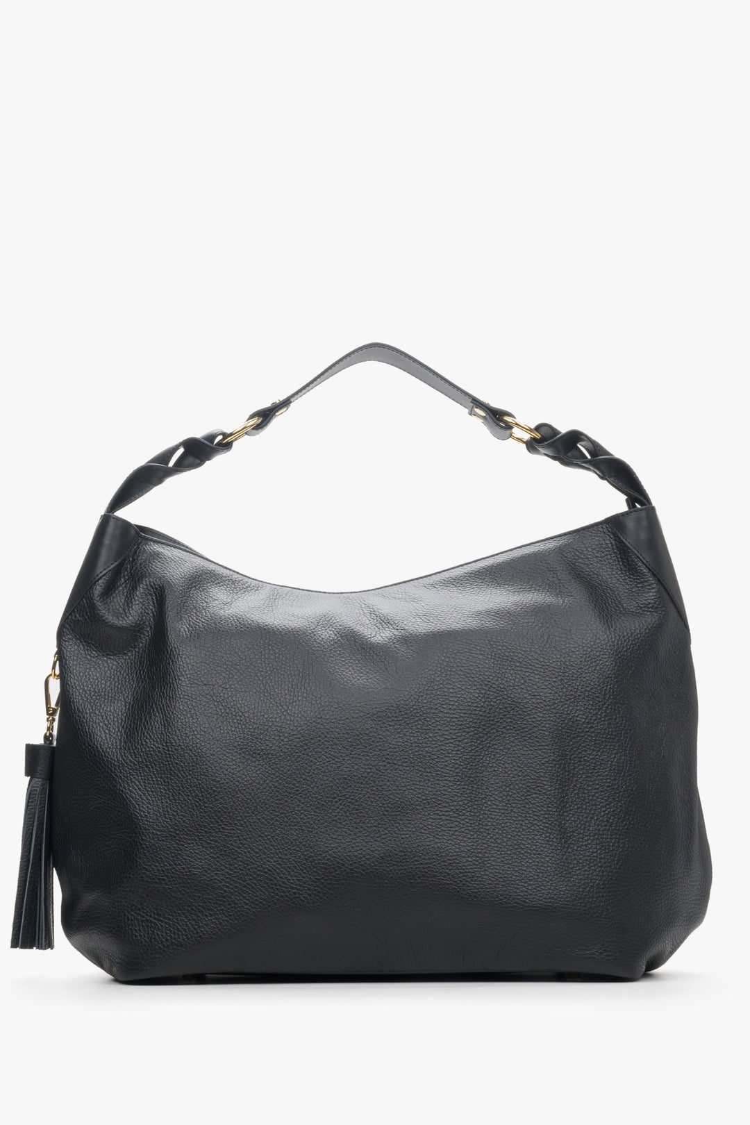 Women's black leather hobo bag by Estro.