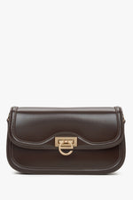 Women's Small Dark Brown Shoulder Bag with Gold Hardware Estro ER00115778.