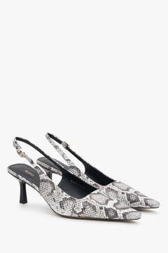 Black and grey women's slingback pumps made of genuine leather by estro.