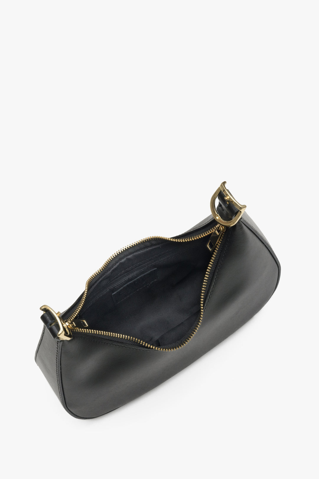 Women's black Estro handbag - close-up on the interior.