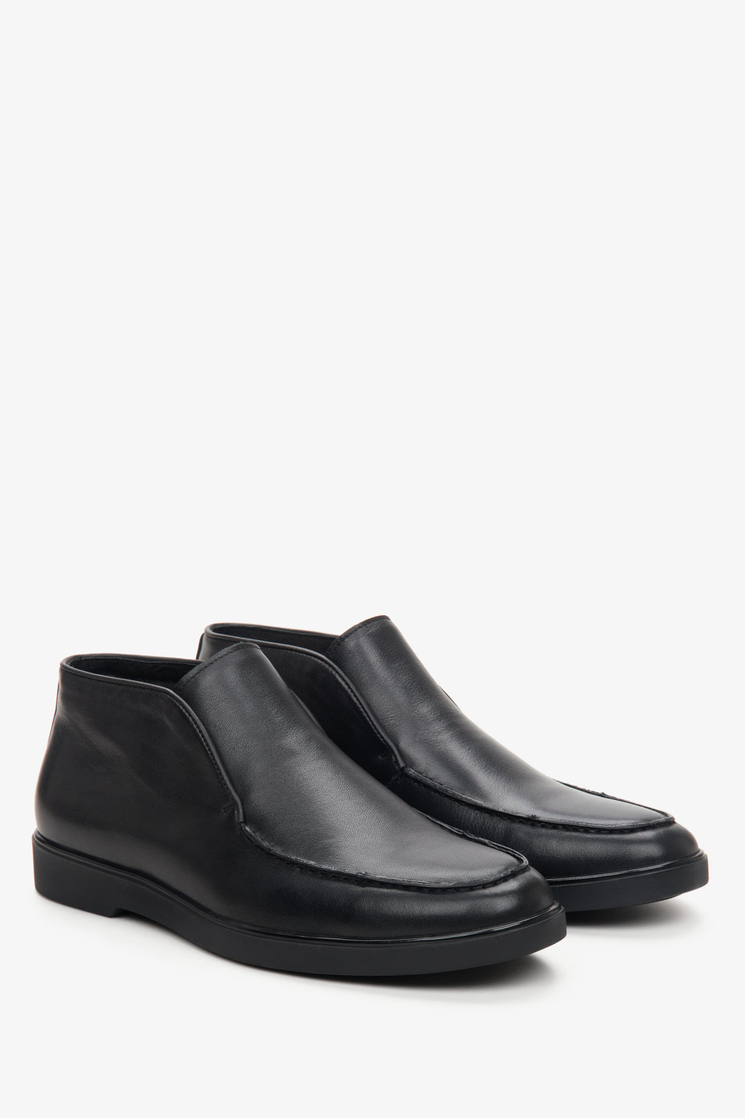 Estro black leather men's ankle boots.