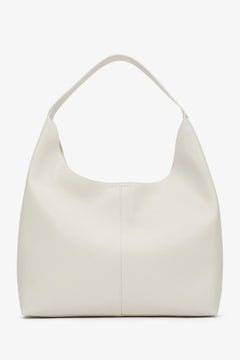 Women's Light Beige Shopper Bag made of Genuine Leather Estro ER00116832.