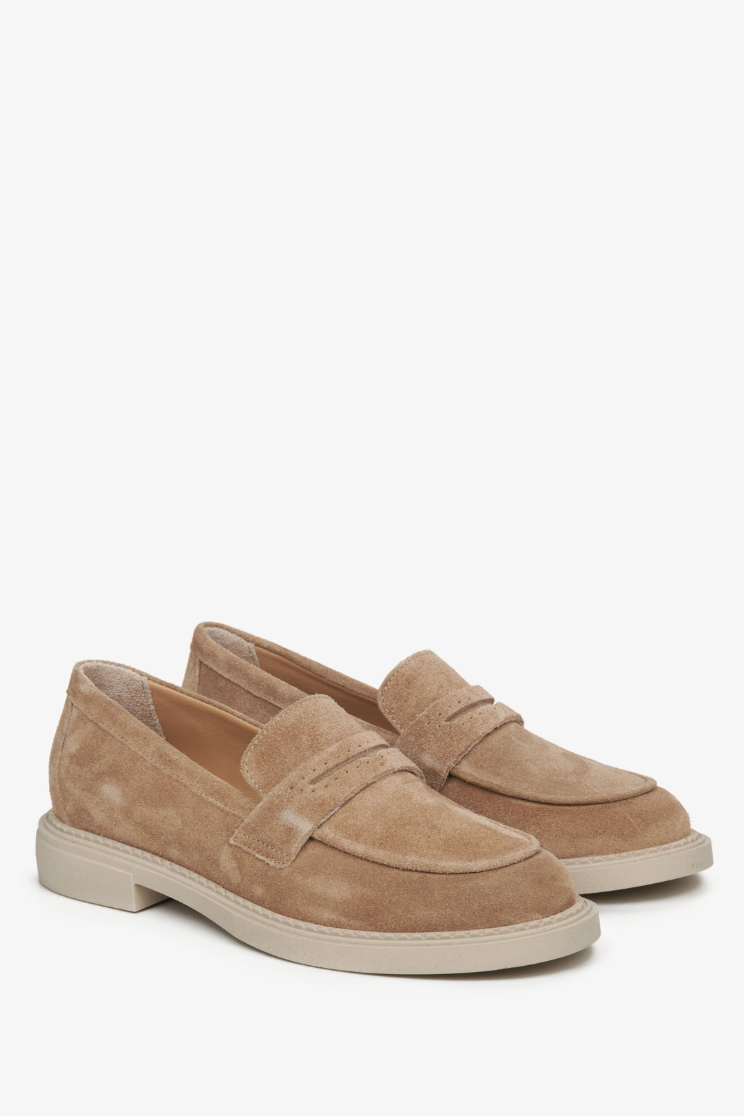 Women's brown velour loafers for spring Estro.