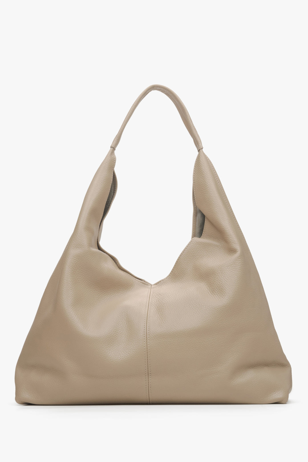 Women's Sand Beige Hobo Bag made with Premium Italian Leather Estro ER00115413