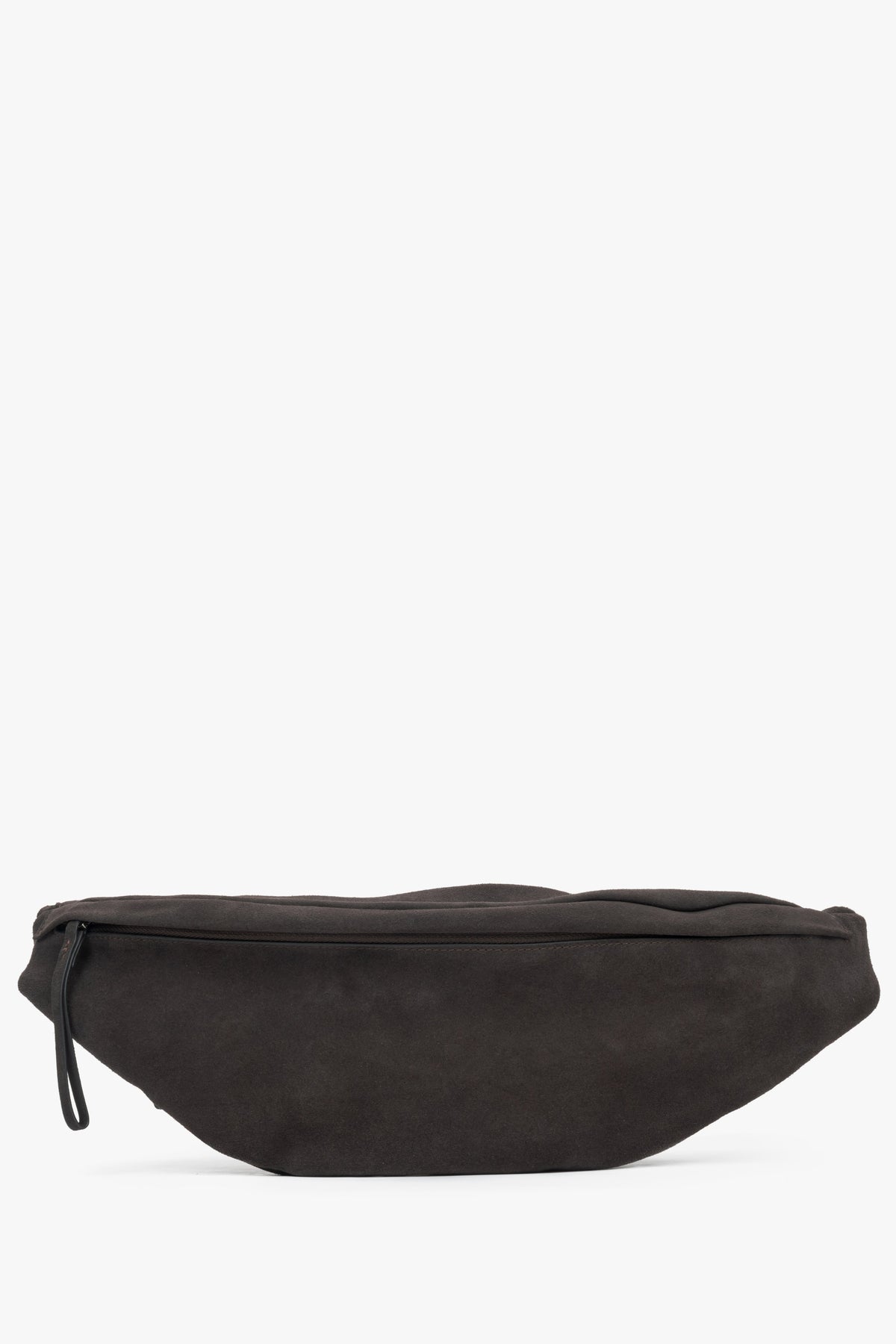 Women's Dark Brown Fanny Pack made of Natural Velour Estro ER00115784