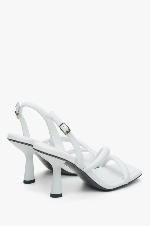 Women's soft strap heeled white sandals, Estro brand.