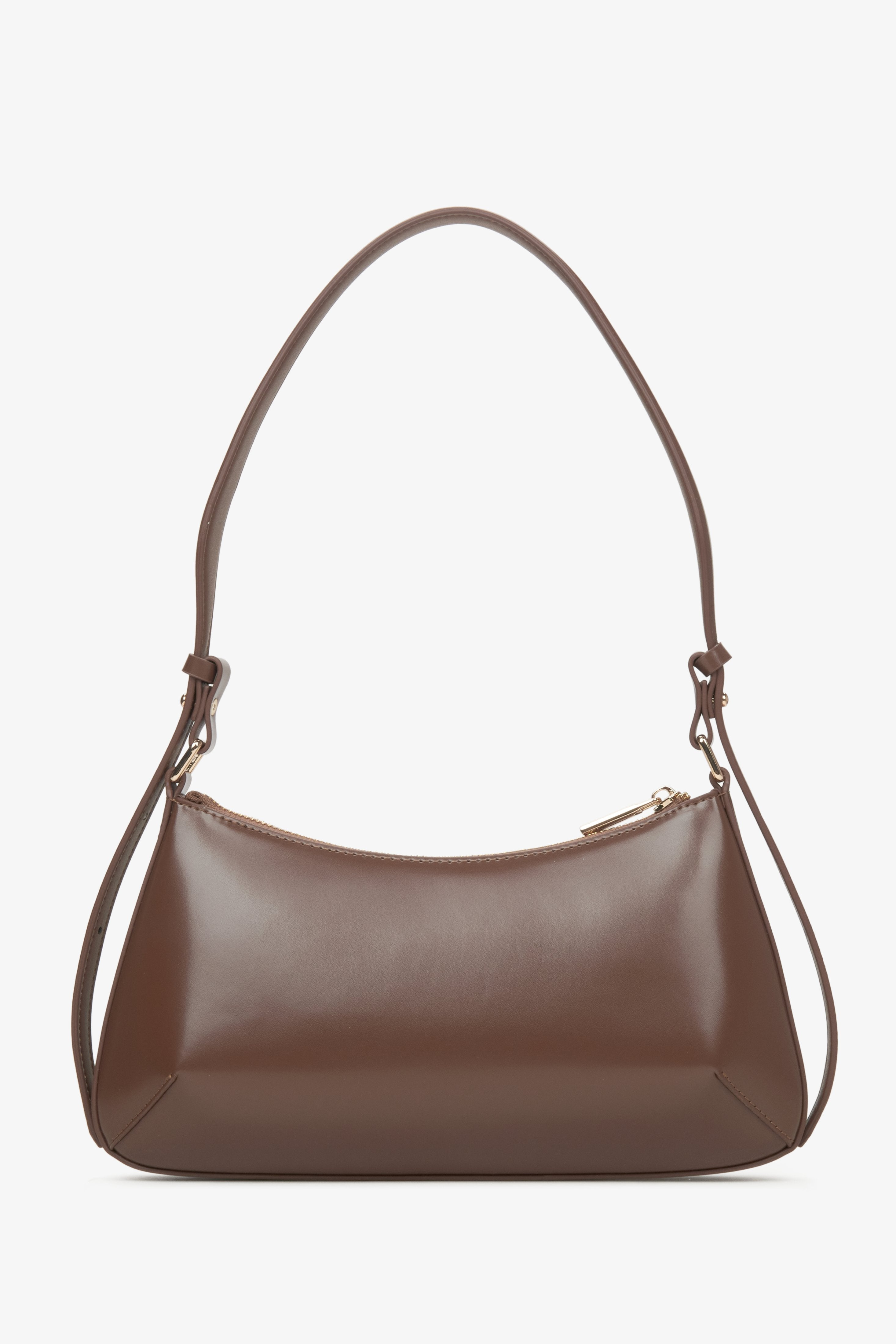 Women's brown baguette bag Estro - reverse.