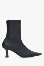 Women's Black Ankle Boots with Elastic Shaft and Low Flared Heels Estro ER00116111.