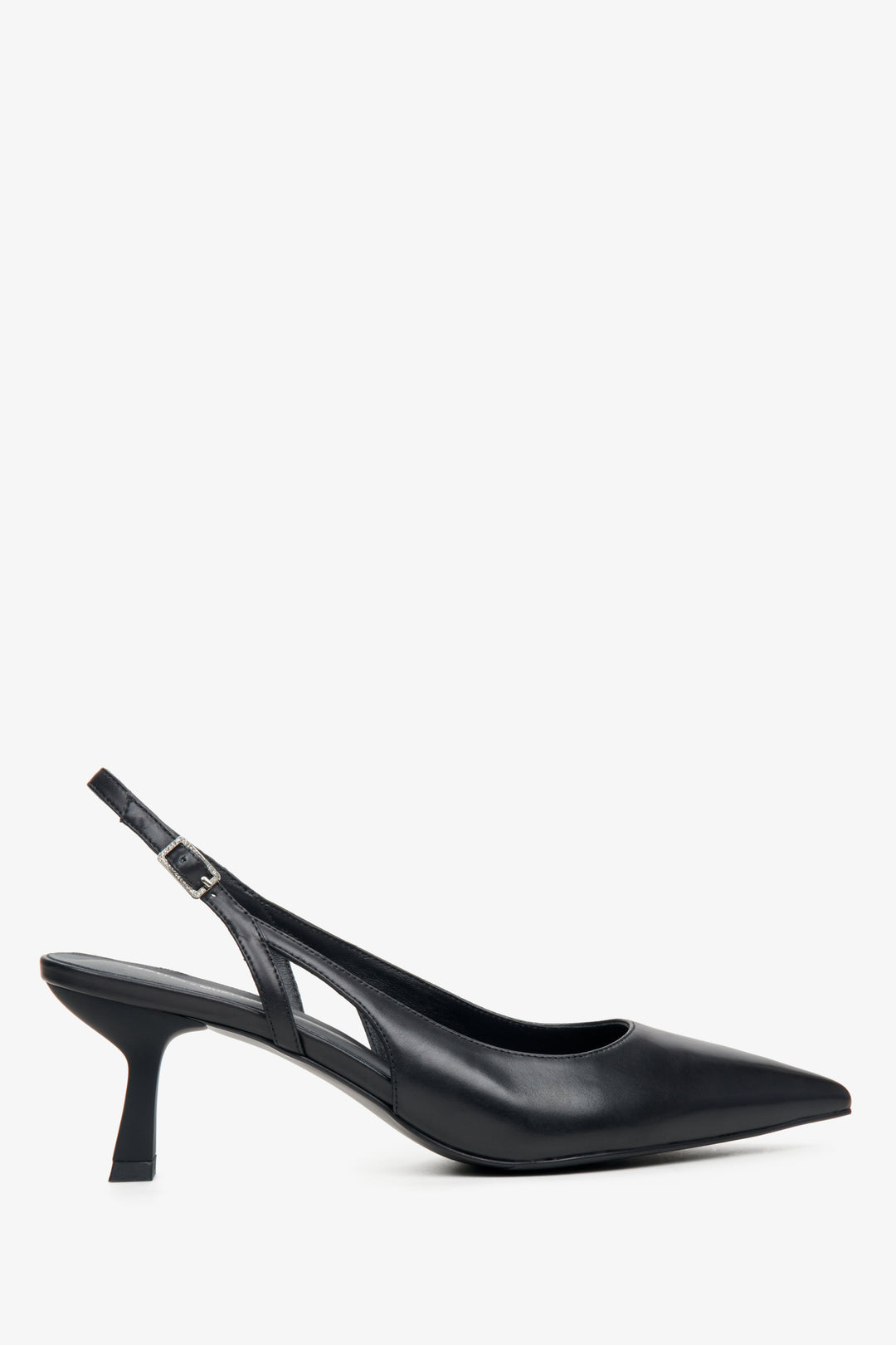 Estro X MustHave black leather slingback pumps - side profile of the shoe.