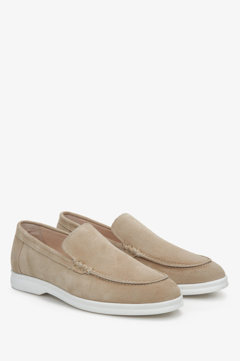 Women's Sand Beige Suede Loafers Estro ER00112380