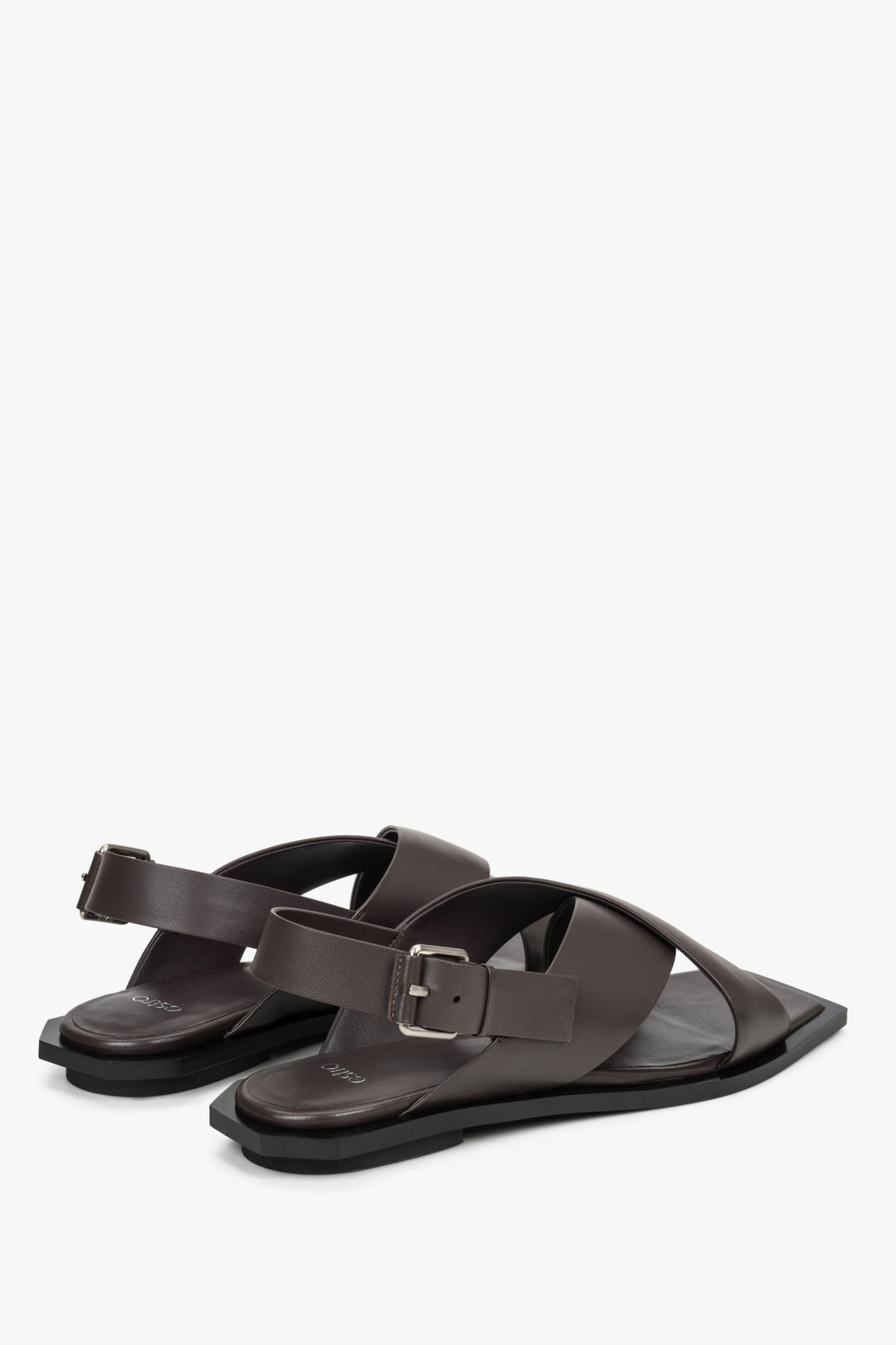 Women's dark brown sandals made of genuine leather.