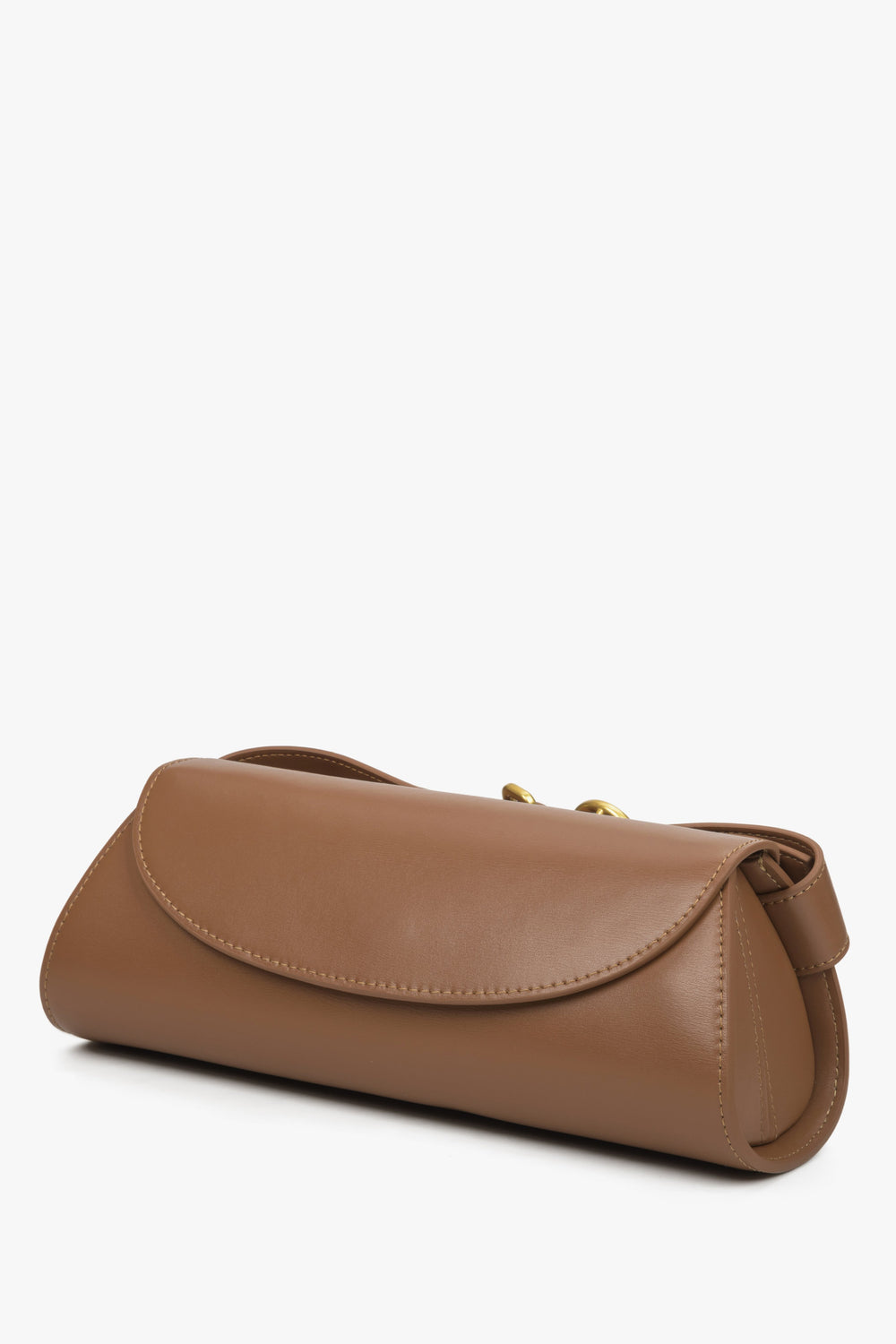 Women's Brown Leather Handbag with Oblong Shape Estro ER00114409.