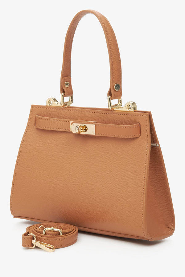 Italian satchel-style handbag made of high-quality genuine leather in brown by Estro.