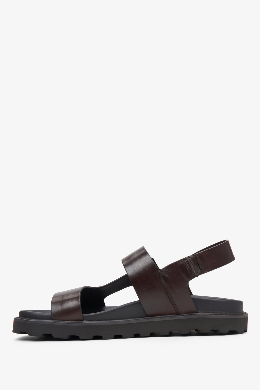 Estro genuine leather men's sandals in saddle brown - shoe profile.