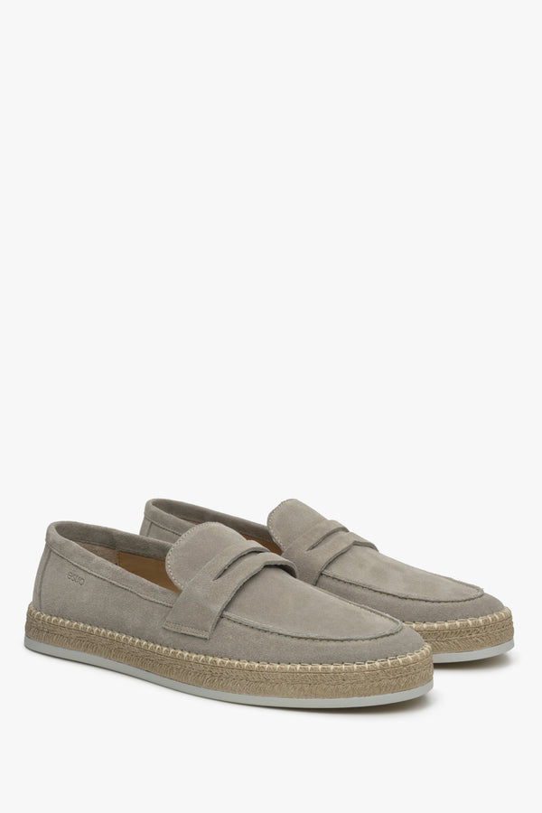 Estro beige men's moccasins made of genuine Italian velour.