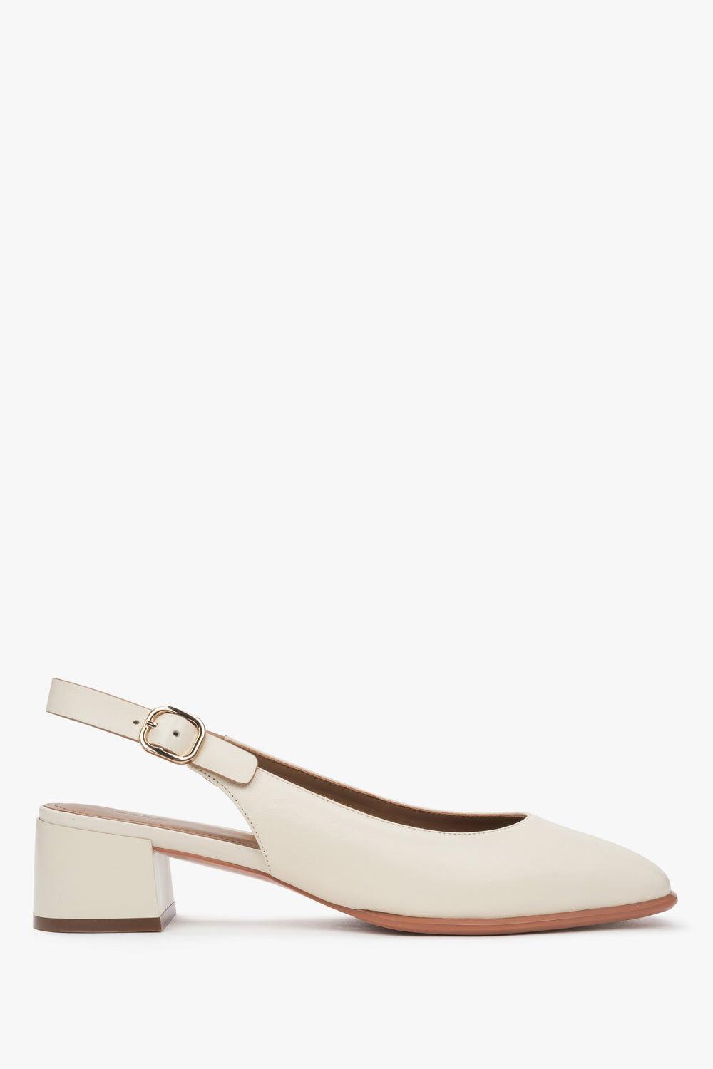 Women's Light Beige Slingback Pumps with a Low Heel Estro ER00116970.
