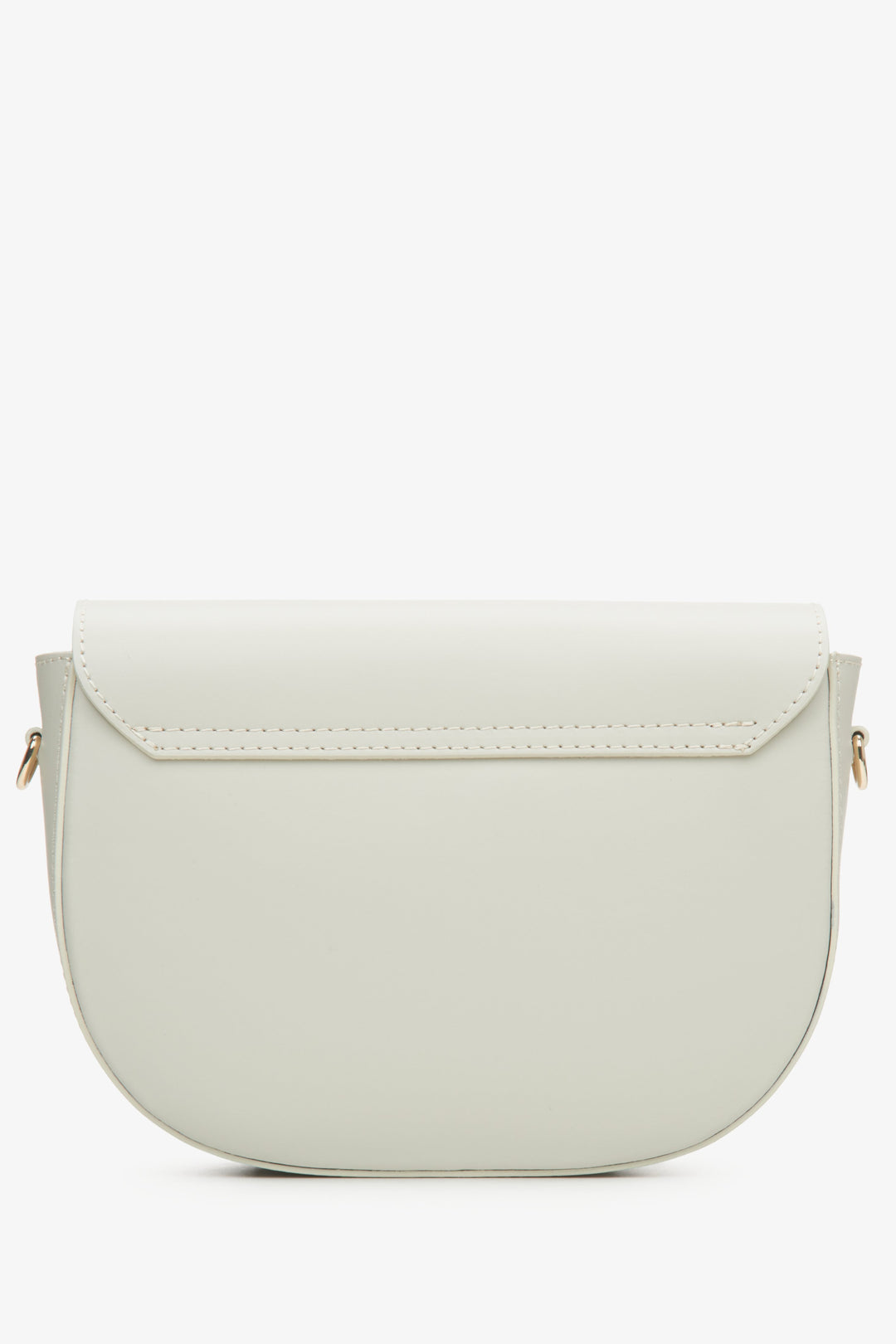 Estro milky-beige semi-circle women's handbag made of Italian genuine leather - back view of the model.