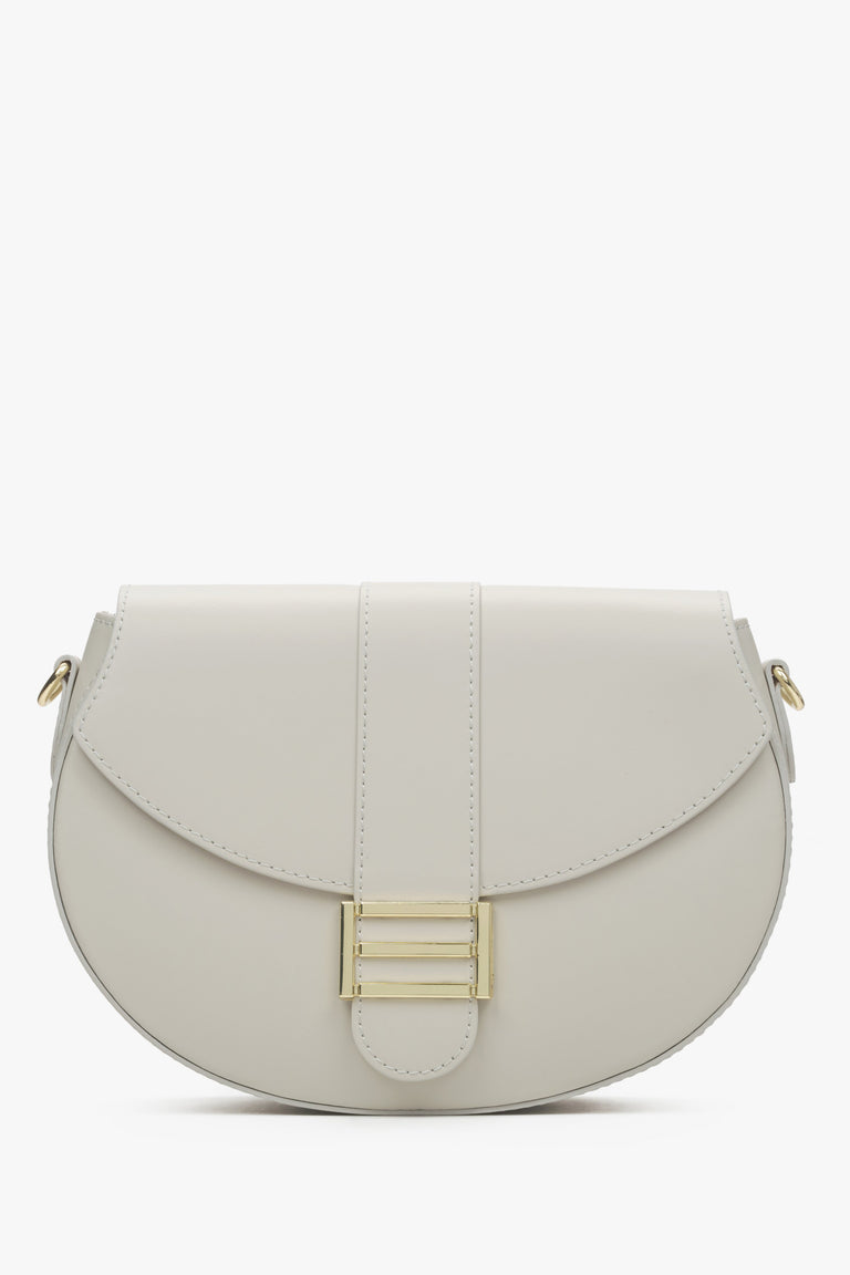 Women's Milky-Beige Handbag made of Genuine Italian Leather Premium Estro ER00115414.