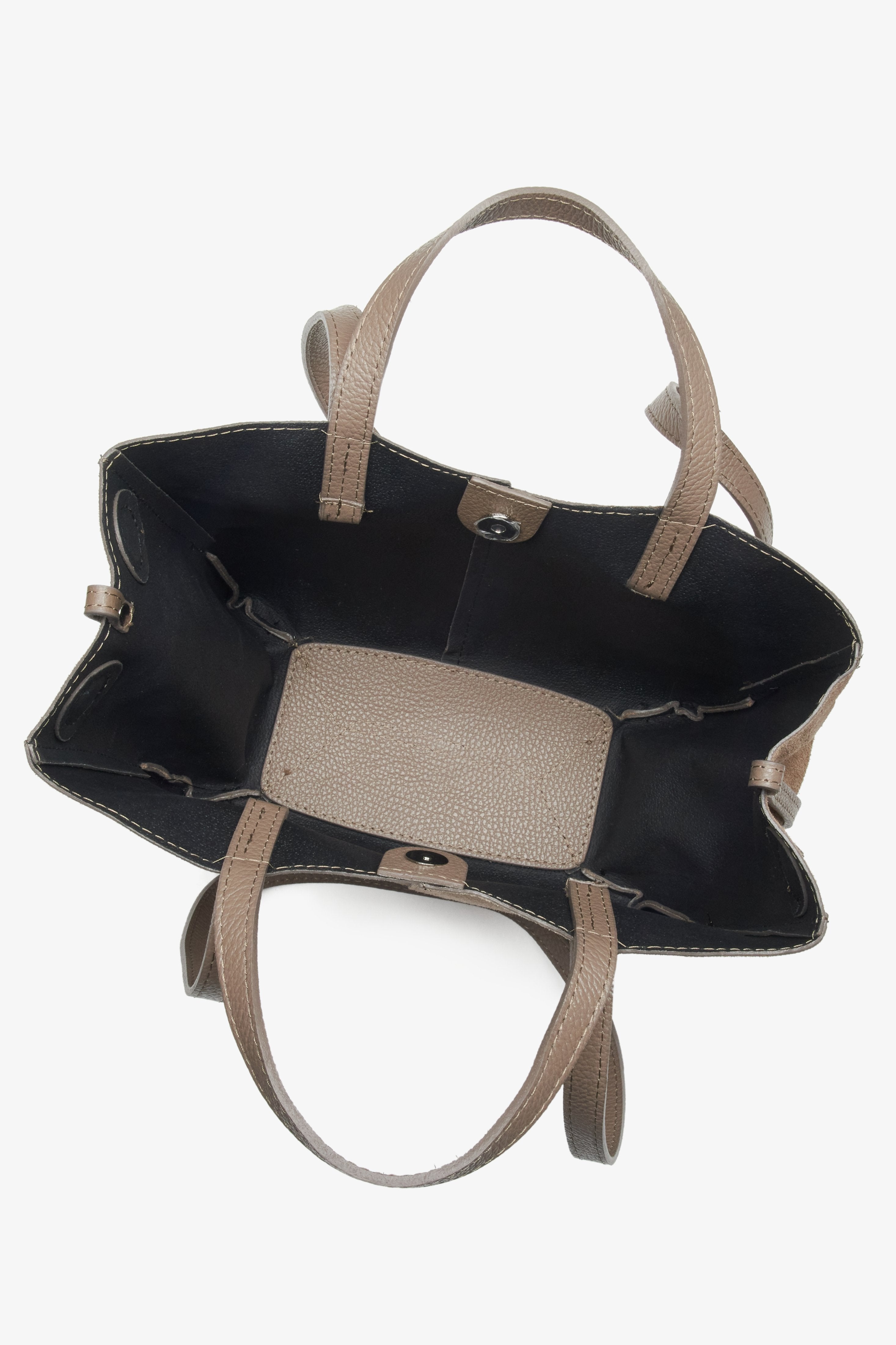 Beige women's handbag with long handles, crafted from high-quality premium Italian natural velour, from Estro.