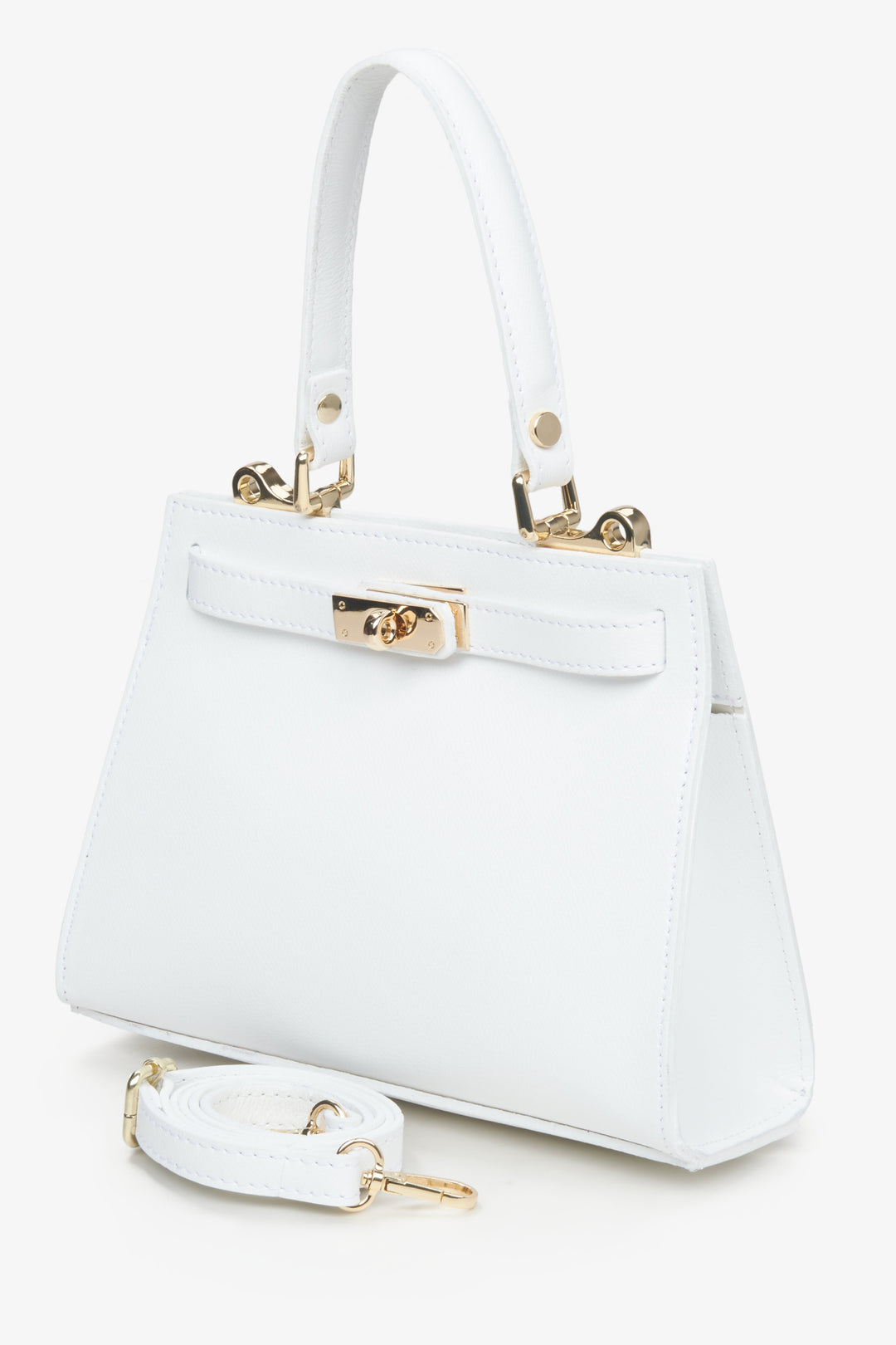 White Satchel Handbag made of Premium Italian Genuine Leather Estro ER00115558.