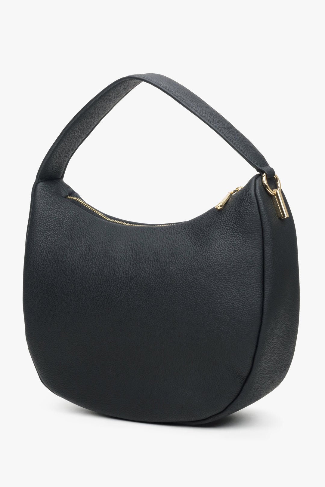 Women's crescent-shaped handbag in black by Estro.