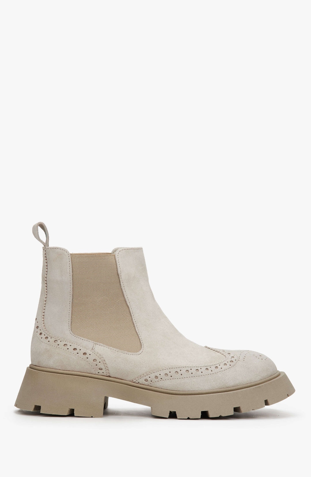 Elegant beige women's ankle boots natural suede  by Estro.