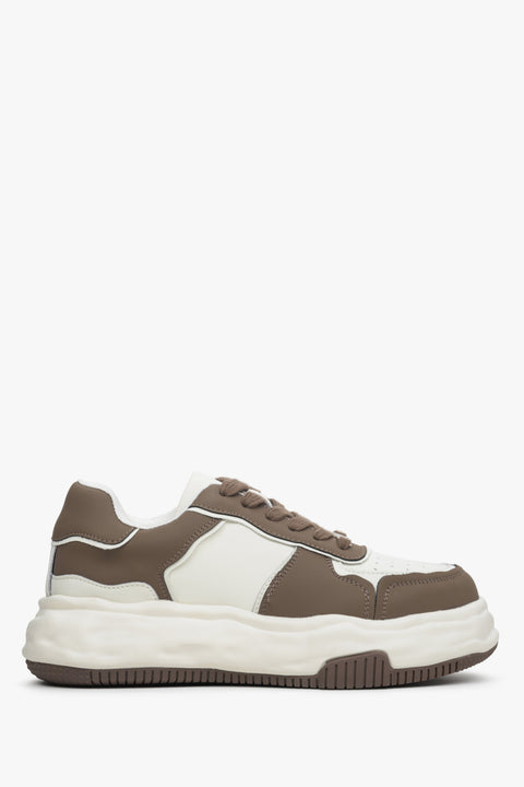 Women's Brown & White Sneakers made of Genuine Leather Estro ER00113591.