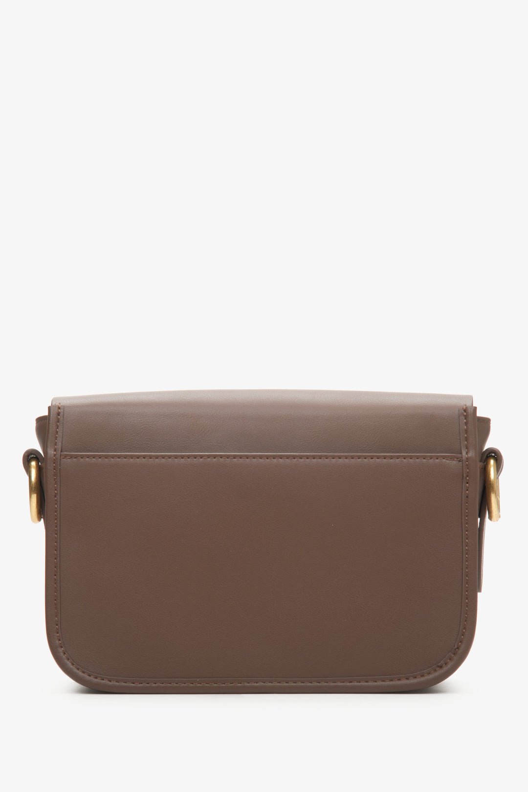 Women's dark brown leather handbag by Estro - reverse side.