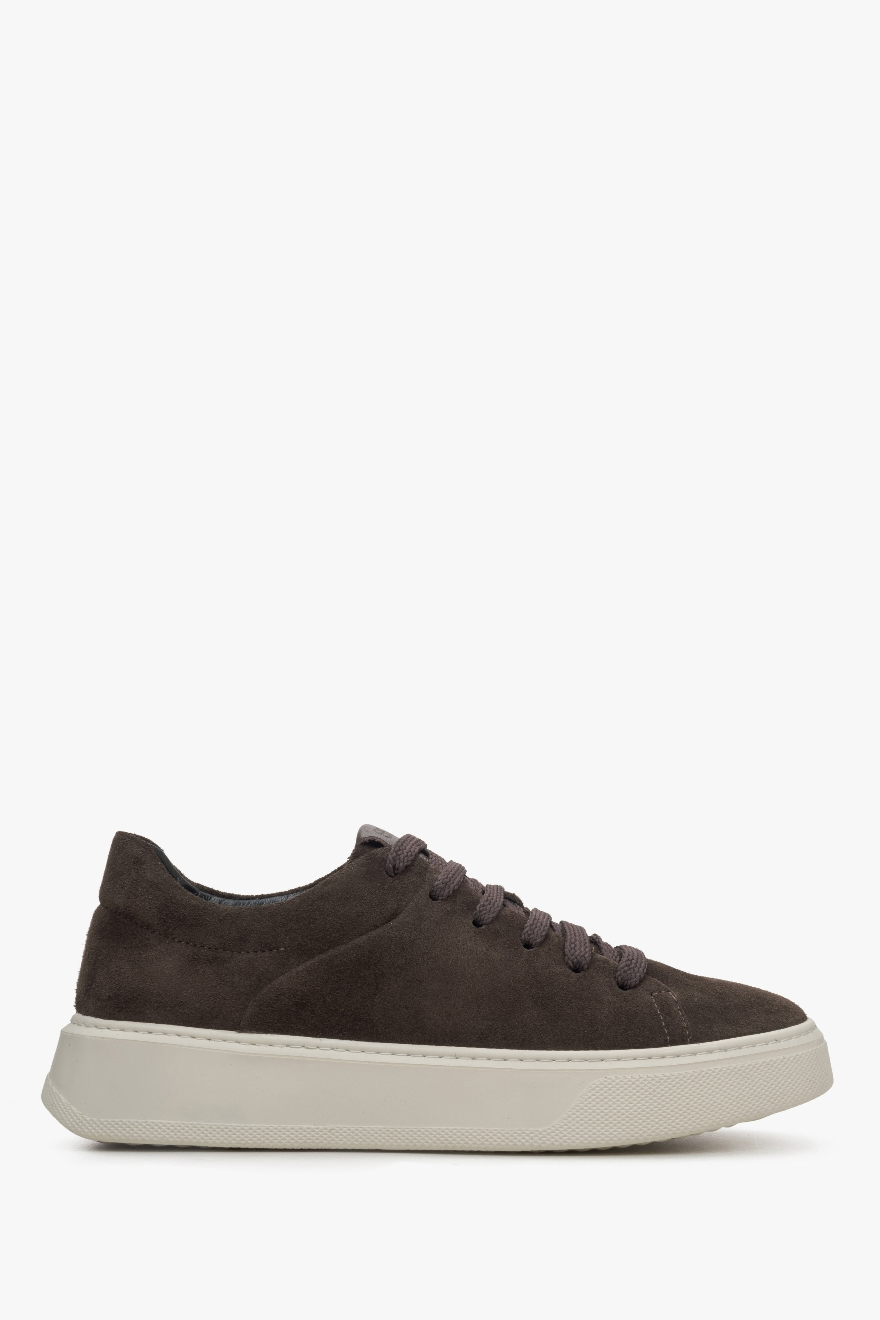 Women's Dark Brown Low-Top Sneakers made of Premium Italian Genuine Velour Estro ER00115698.