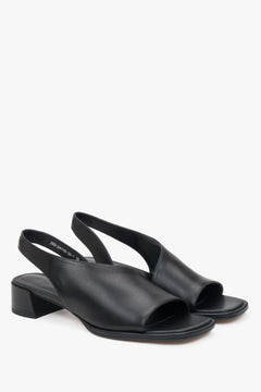 Elegant women's black sandals by Estro, made of genuine leather and set on a comfortable low heel.