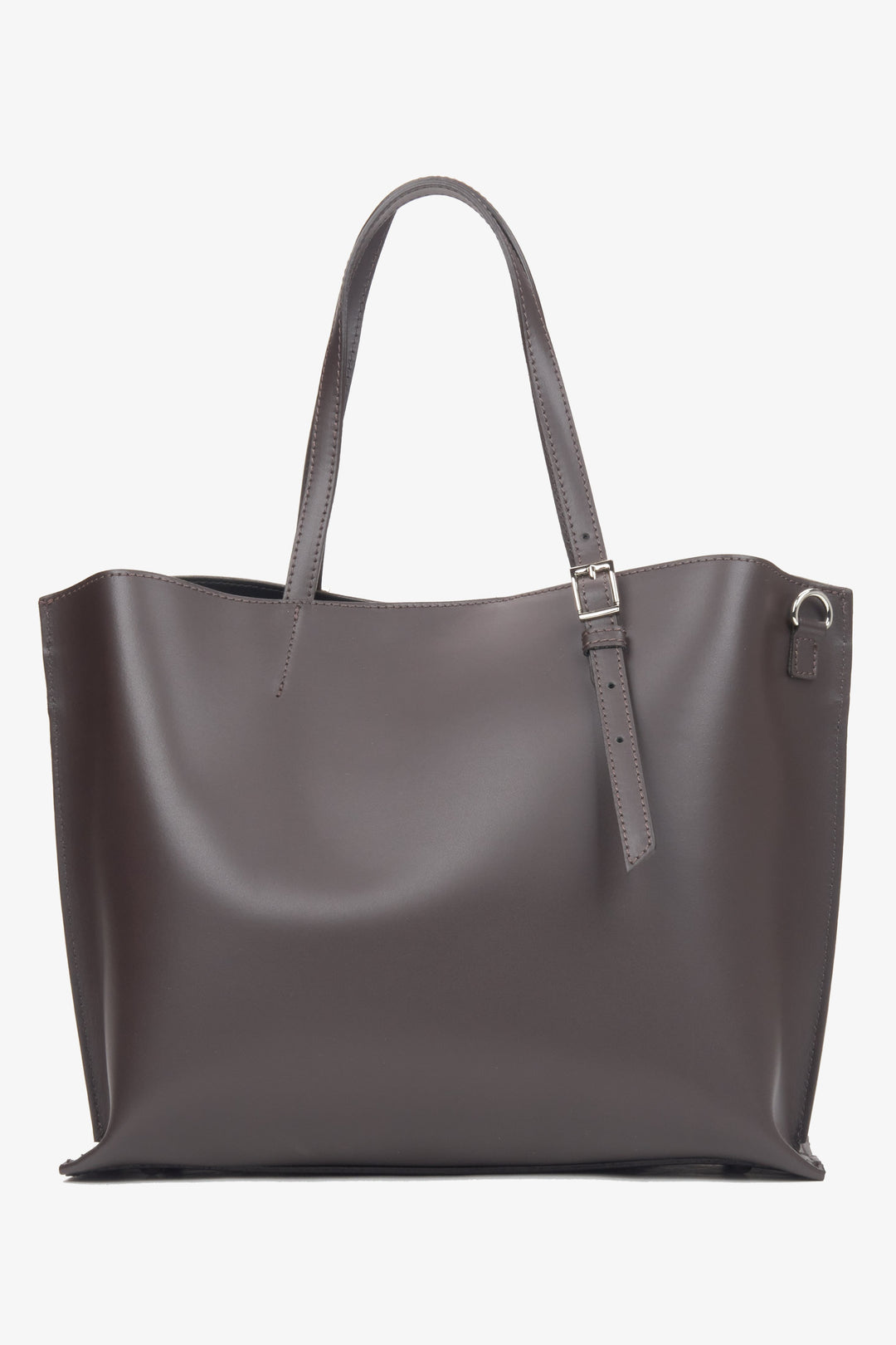 Dark brown women's shopper bag made of premium Italian natural leather from the Estro brand.