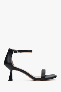 Women's Black Leather Sandals with a Comfortable Funnel Heel Estro ER00116985.