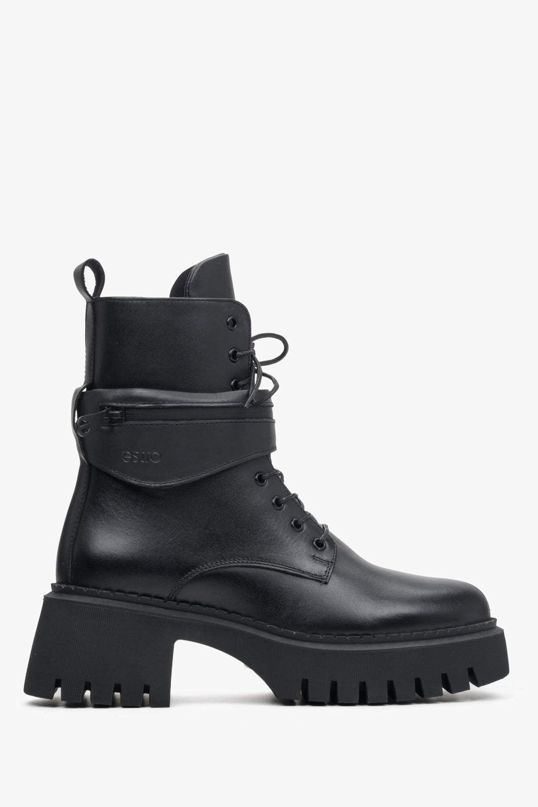 Women's Black Boots made of Genuine Leather for Winter Estro ER00113516.