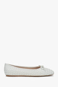Women's White Ballet Flats made of Woven Genuine Leather Estro ER00117155.