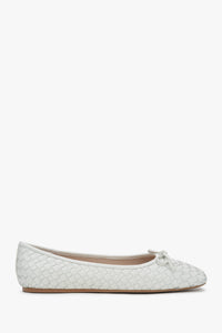 Women's White Ballet Flats made of Woven Genuine Leather Estro ER00117155.