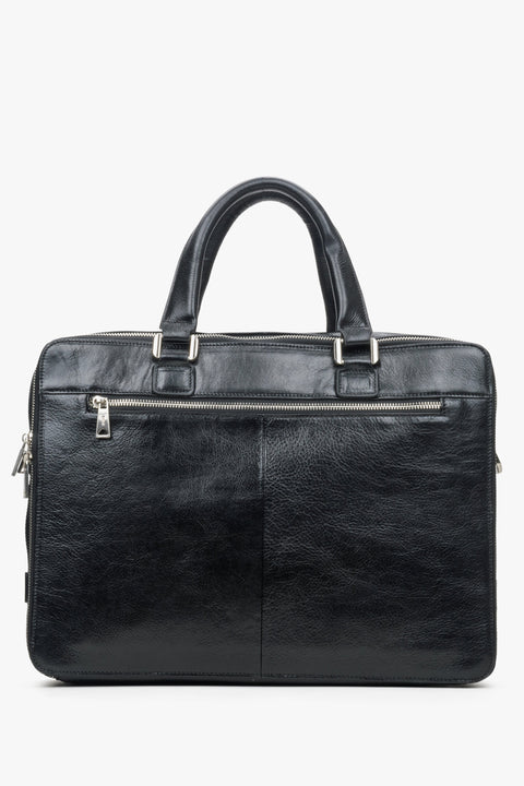 Men's black briefcase made of genuine leather by Estro.