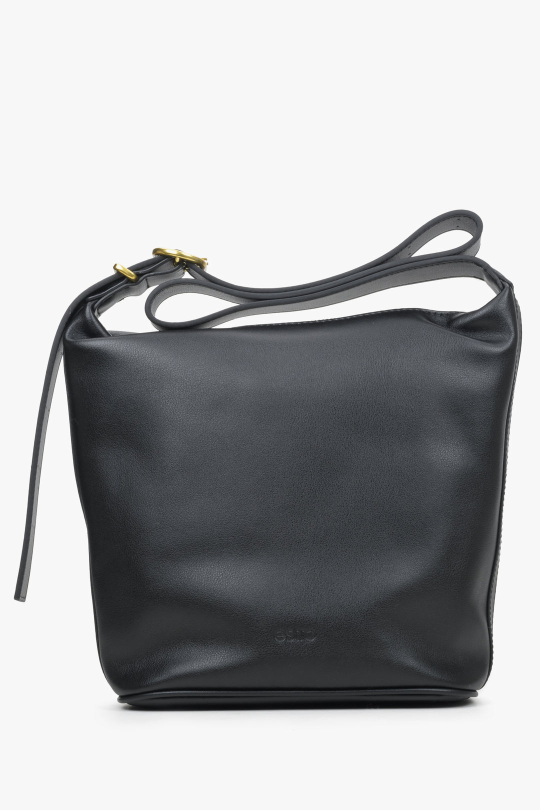 Black leather bucket style Estro bag.