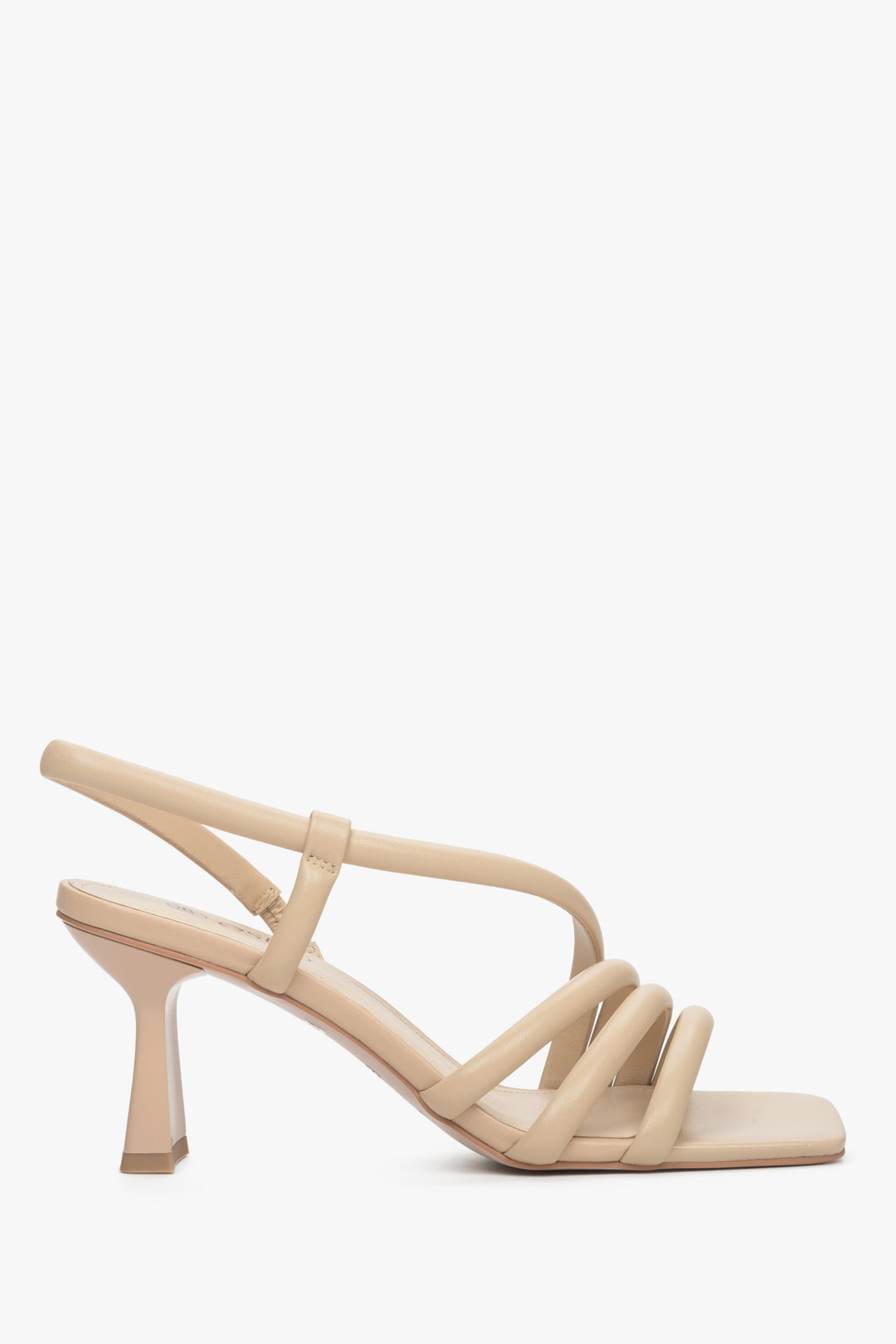 Beige Heeled Women's Strappy Sandals Estro ER00111614