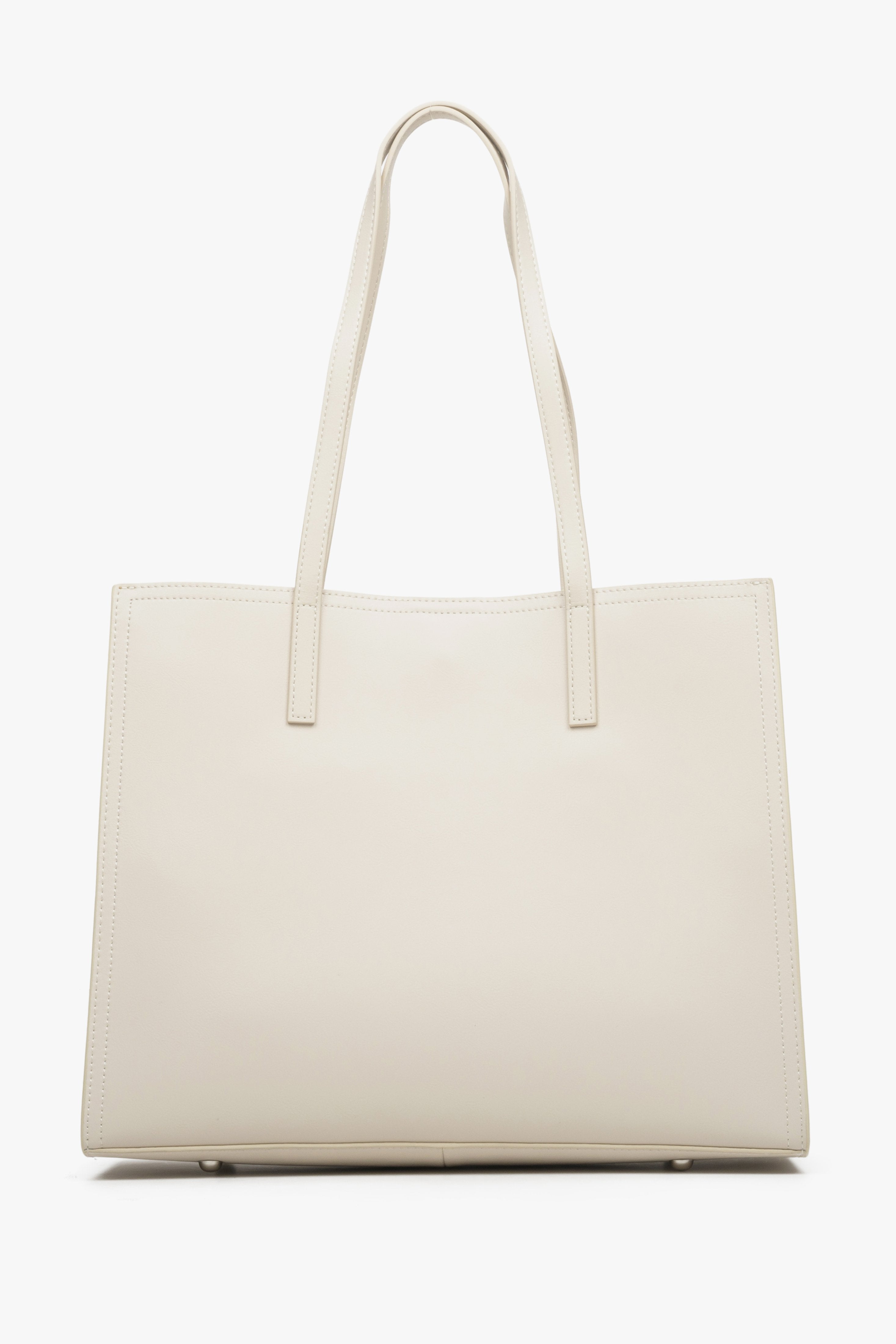 Women's light beige shopper bag Estro made of genuine leather.