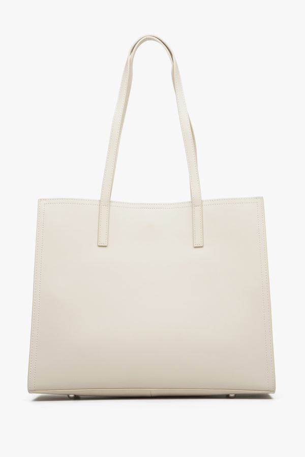 Women's light beige shopper bag Estro made of genuine leather.