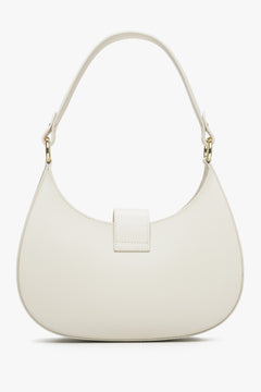 Estro women's leather handbag in milky-beige colour - reverse side.