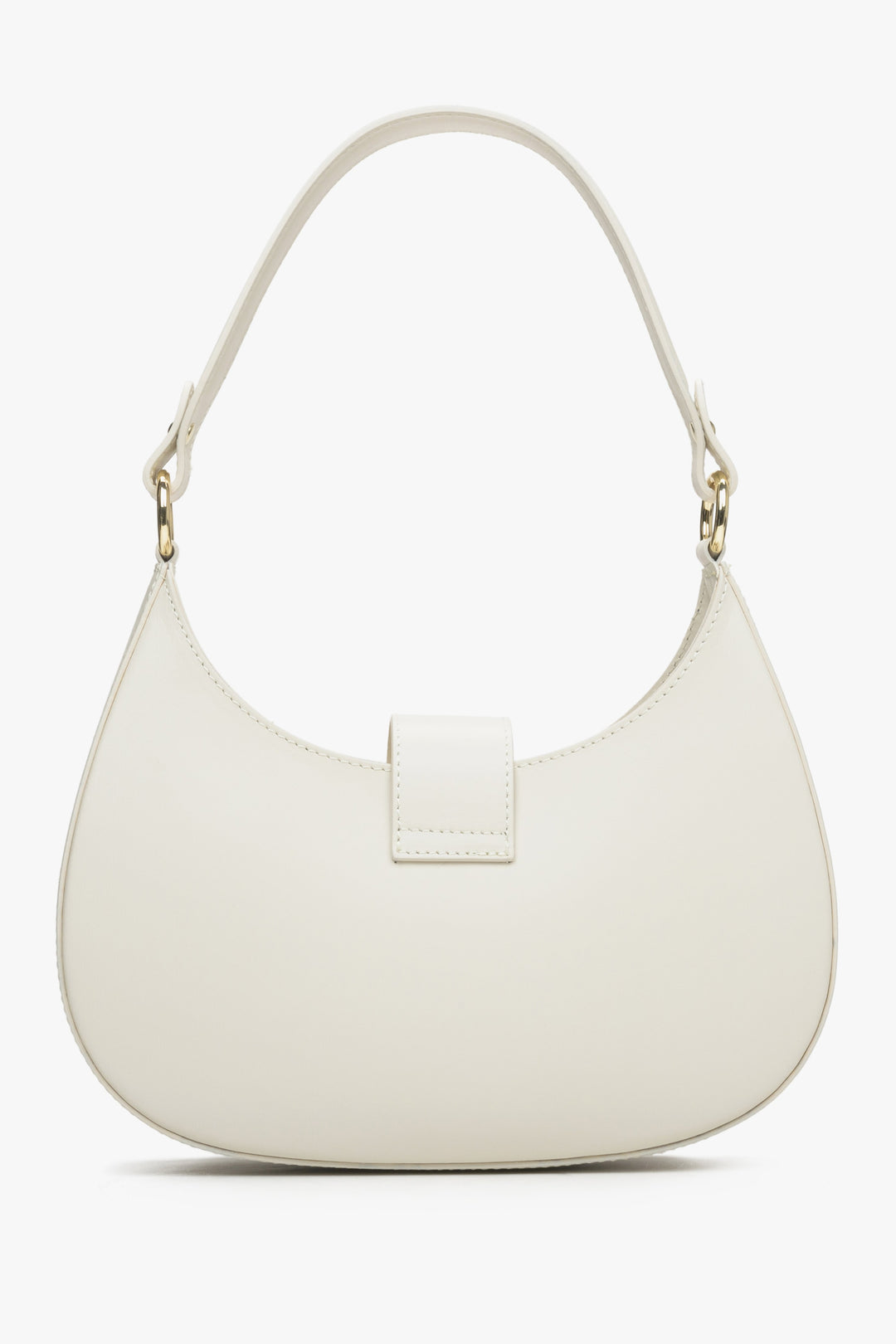 Estro women's leather handbag in milky-beige colour - reverse side.