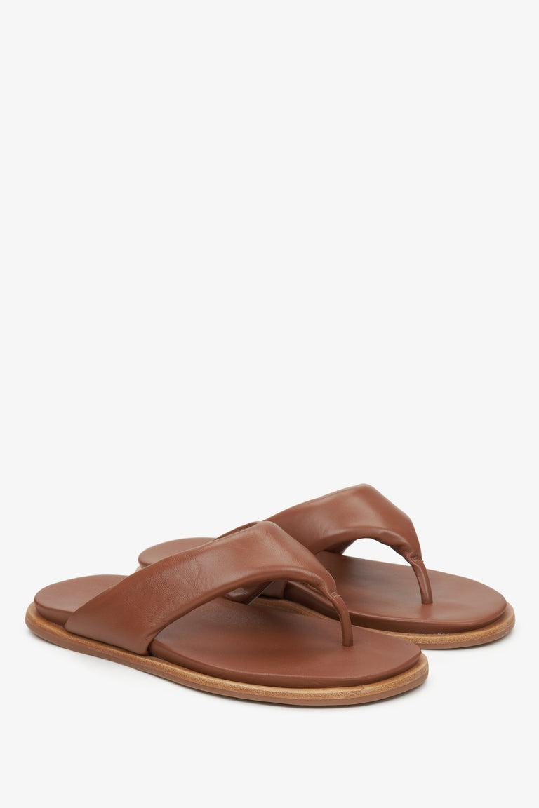 Women's brown slide sandals.