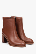 Women's Brown Ankle Boots made of Genuine Leather Estro ER00112109.