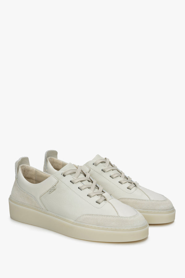 Estro beige leather-velour women's sneakers.