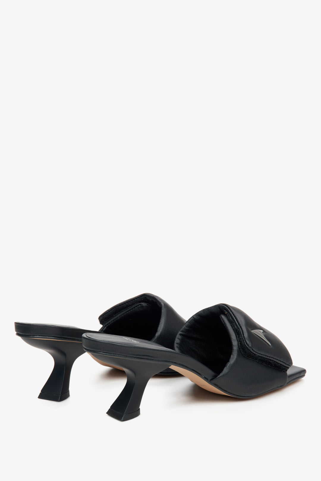 Estro Black Slide Sandals with Funnel Heel for Women
