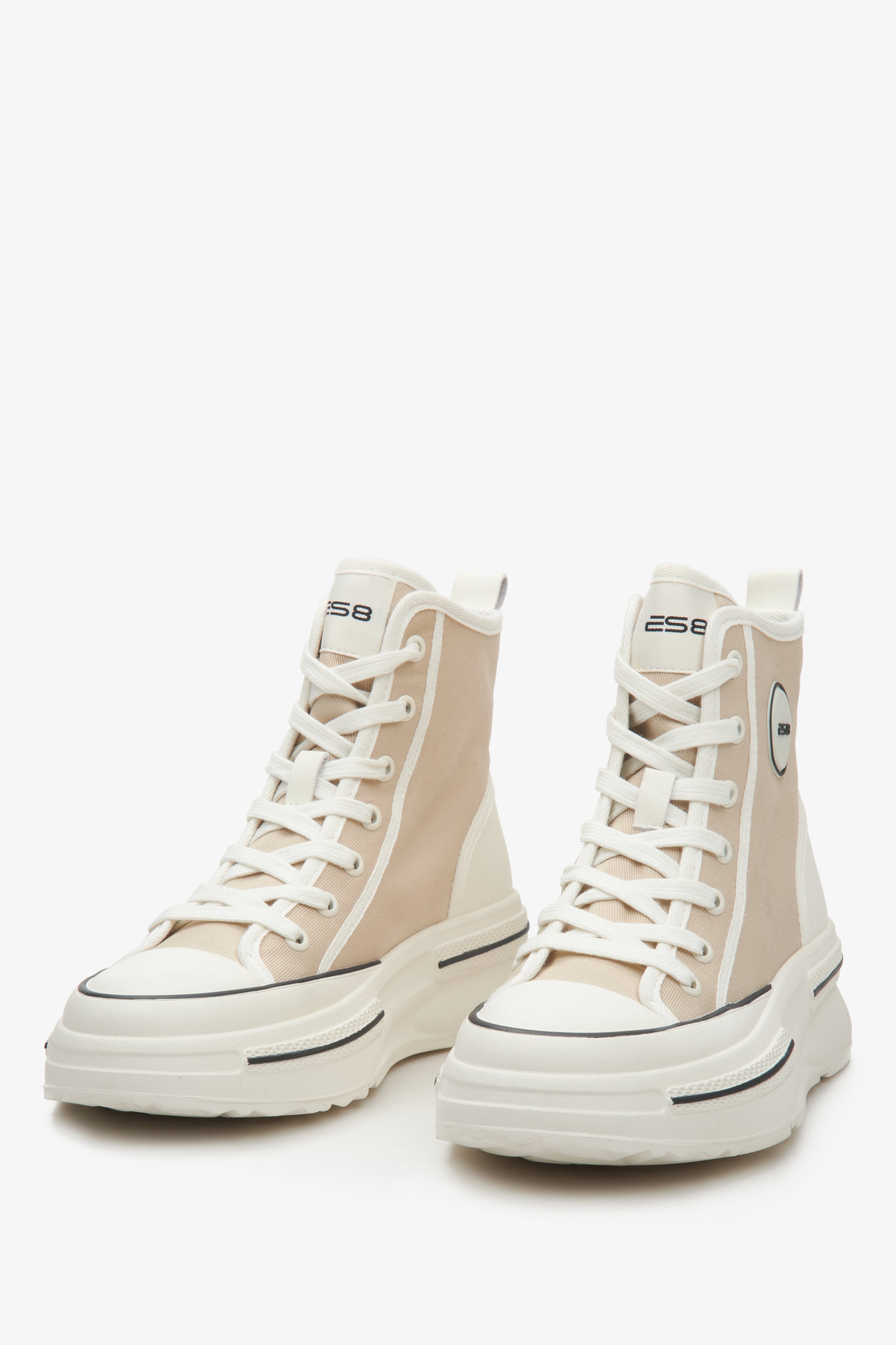 Women's textile high-top sneakers in beige ES 8.